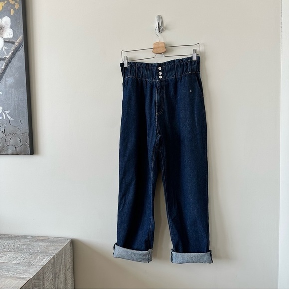 Nwot-zara-high Rise PaperBag Slouchy Pleated Rolled Hem Jeans (Size:6US) - Picture 6 of 10